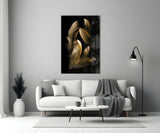 Tan Feather Glass Wall Art.