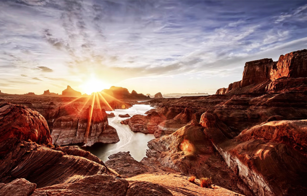 Canyon and Sunset Glass Wall Art