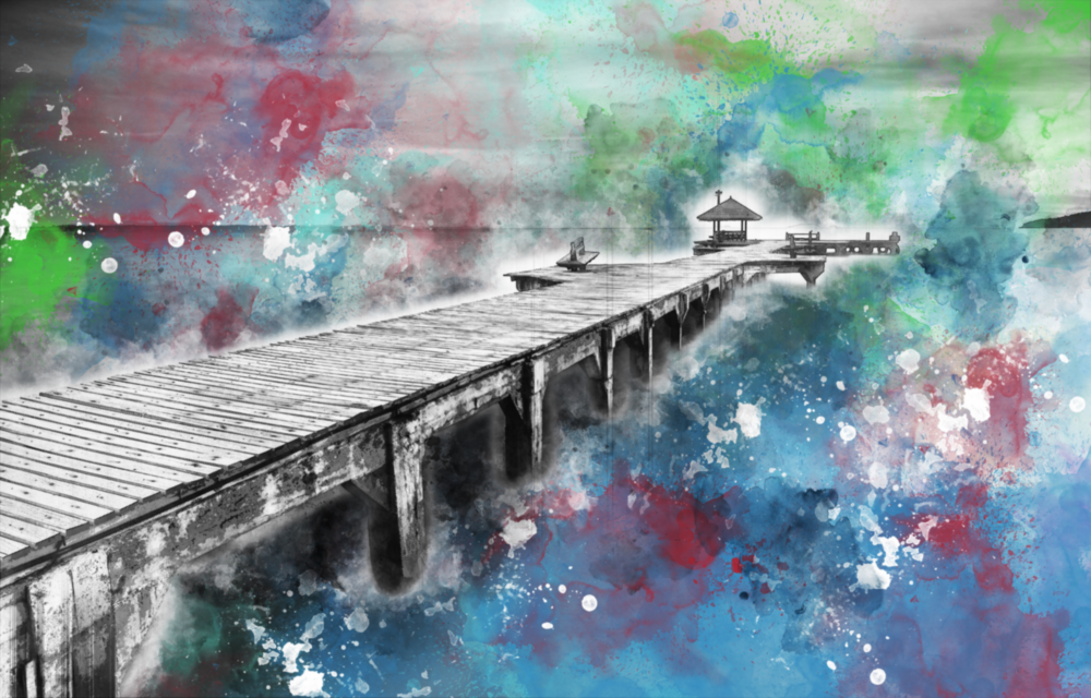 Illustration Dock Glass Wall Art