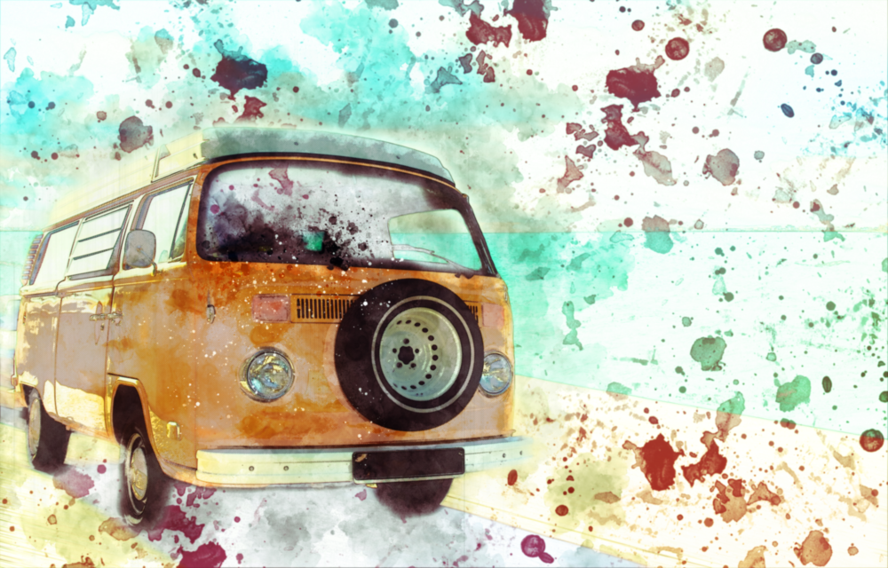 Illustration Vosvos Glass Wall Art