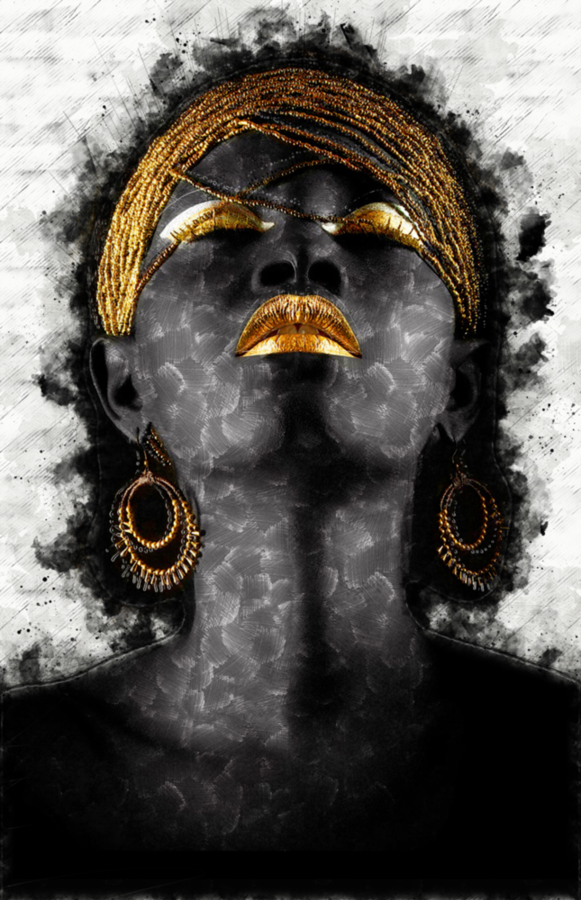 African Woman Portrait Glass Wall Art