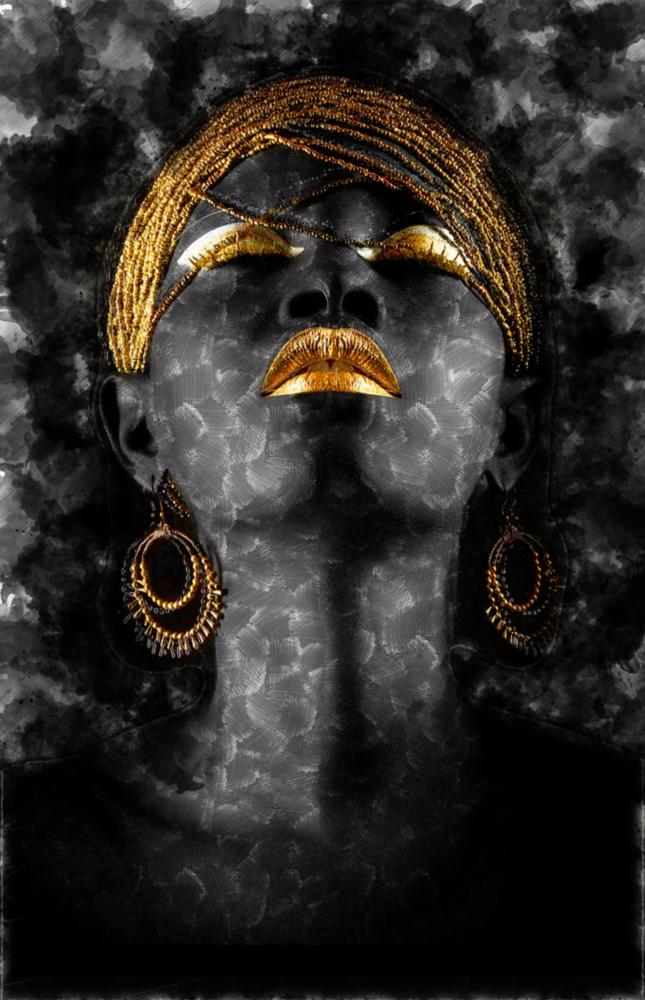 African Woman Portrait Glass Wall Art