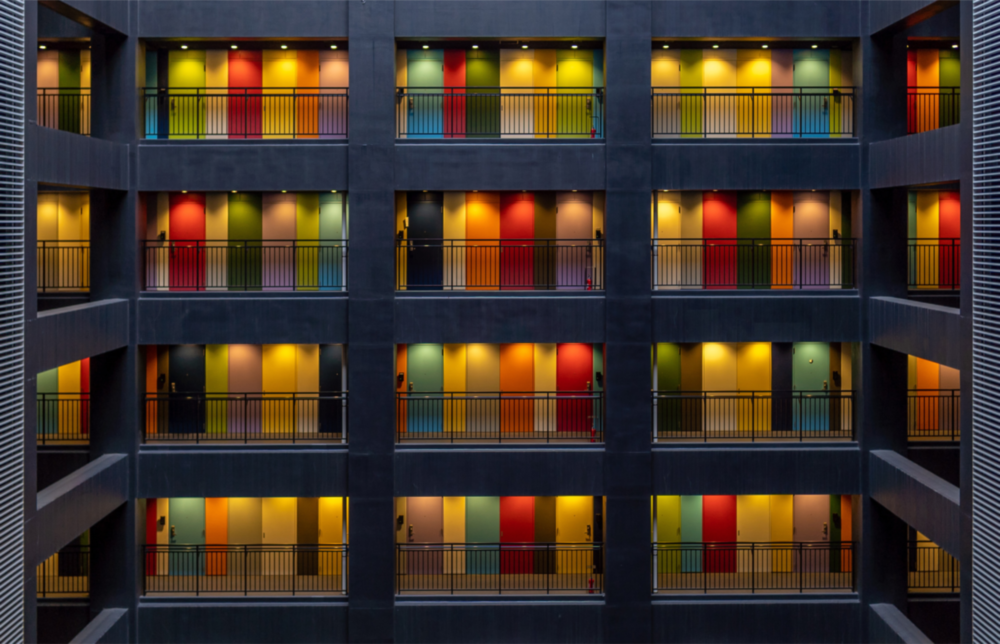 Colored Doors Glass Wall Art