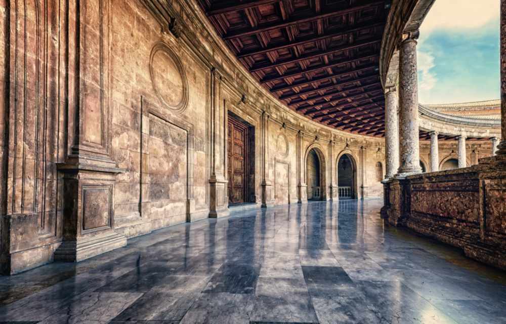 Baroque Building Glass Wall Art