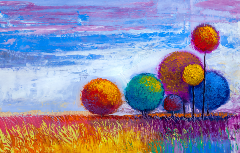 Colorful Trees Glass Wall Art