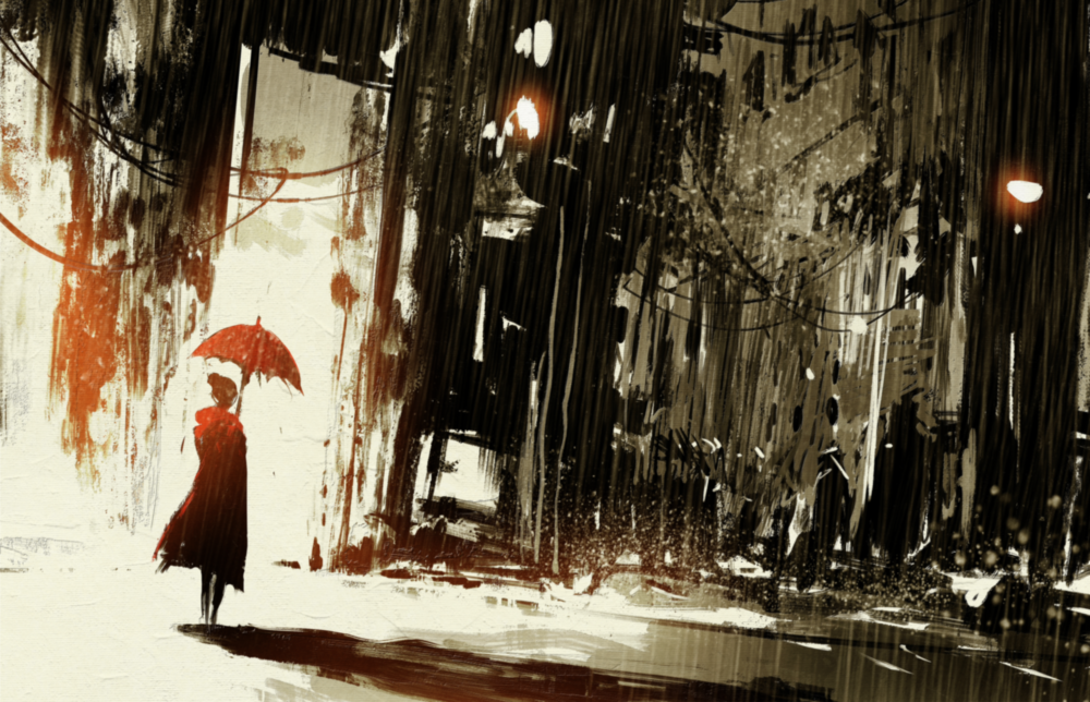 Rainy City Glass Wall Art
