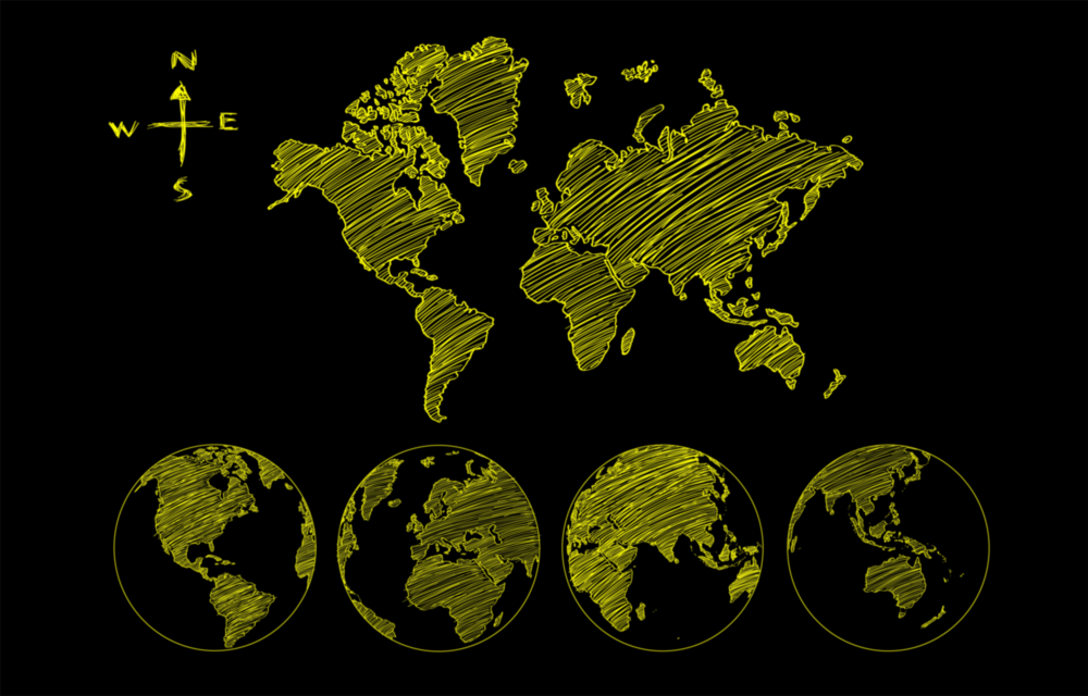 Continents Glass Wall Art