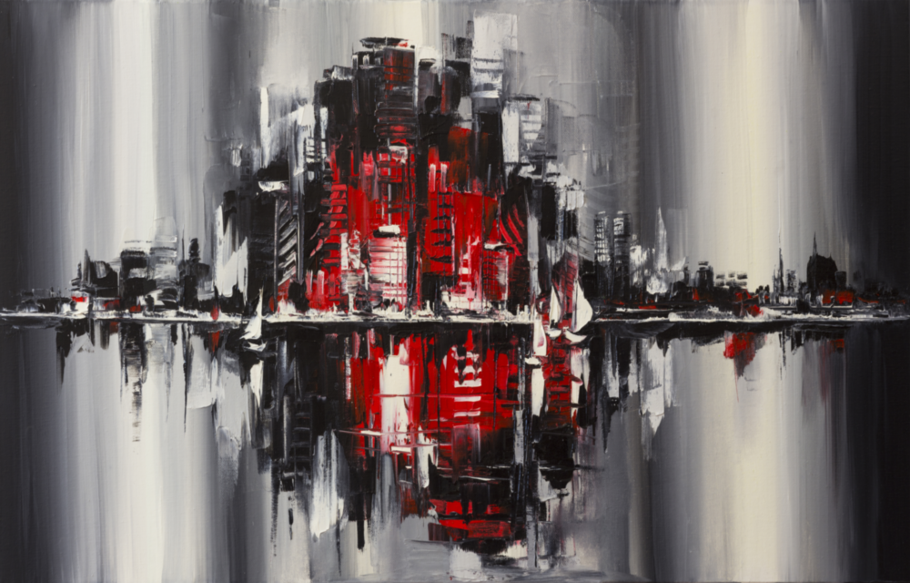 City Reflection Glass Wall Art