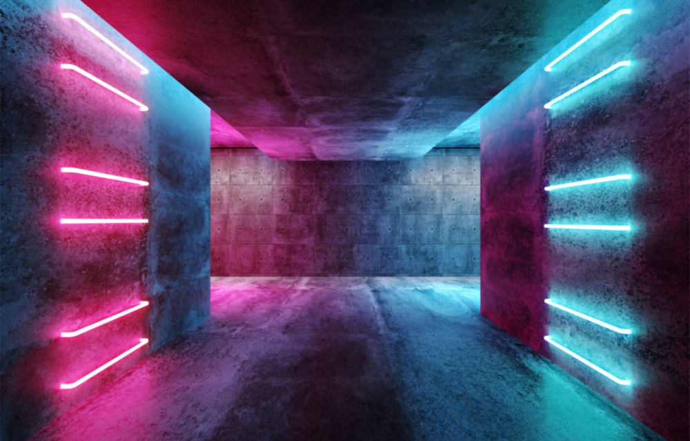 Neon Lights Glass Wall Art