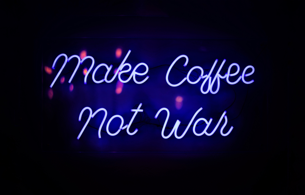 “Make Coffee not War” Glass Wall Art