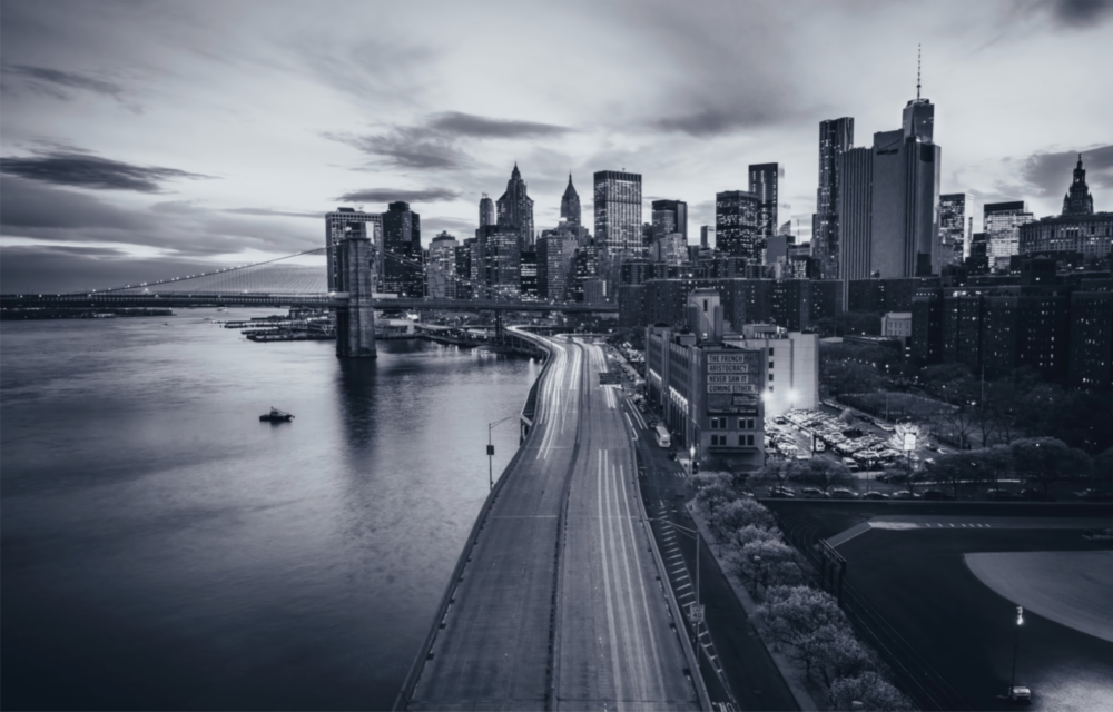 Gray City Landscape Glass Wall Art