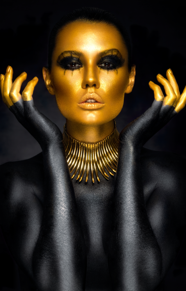 Gold Woman Glass Wall Art