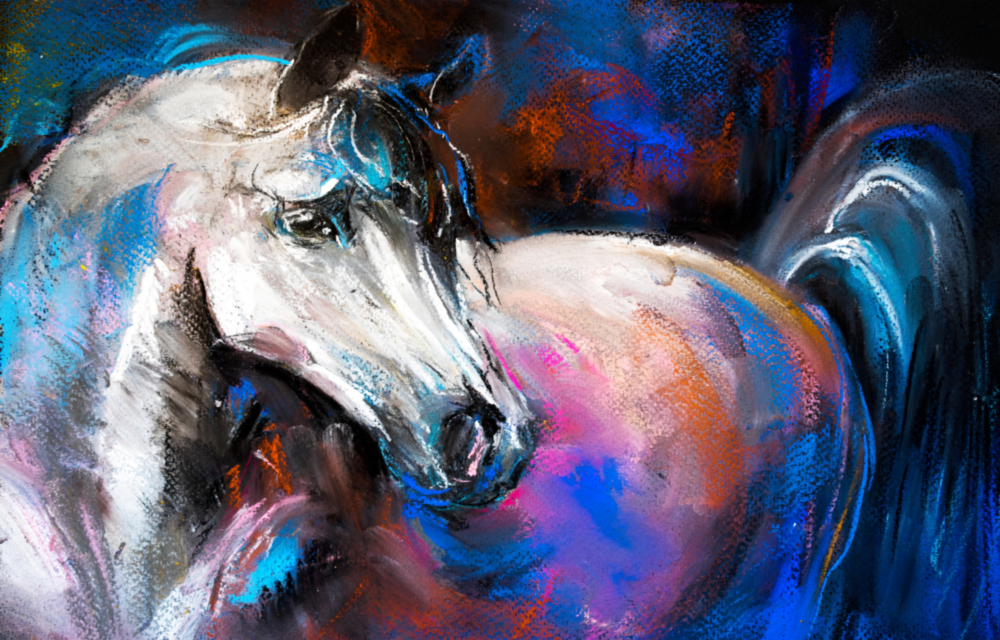 White Horse Glass Wall Art