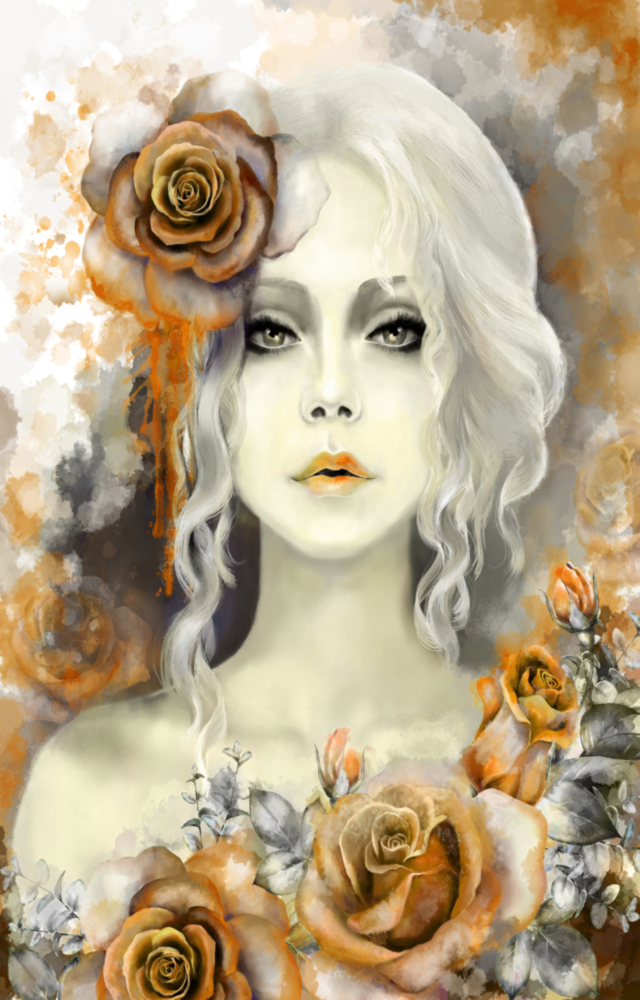 Yellow Rose and Woman Glass Wall Art