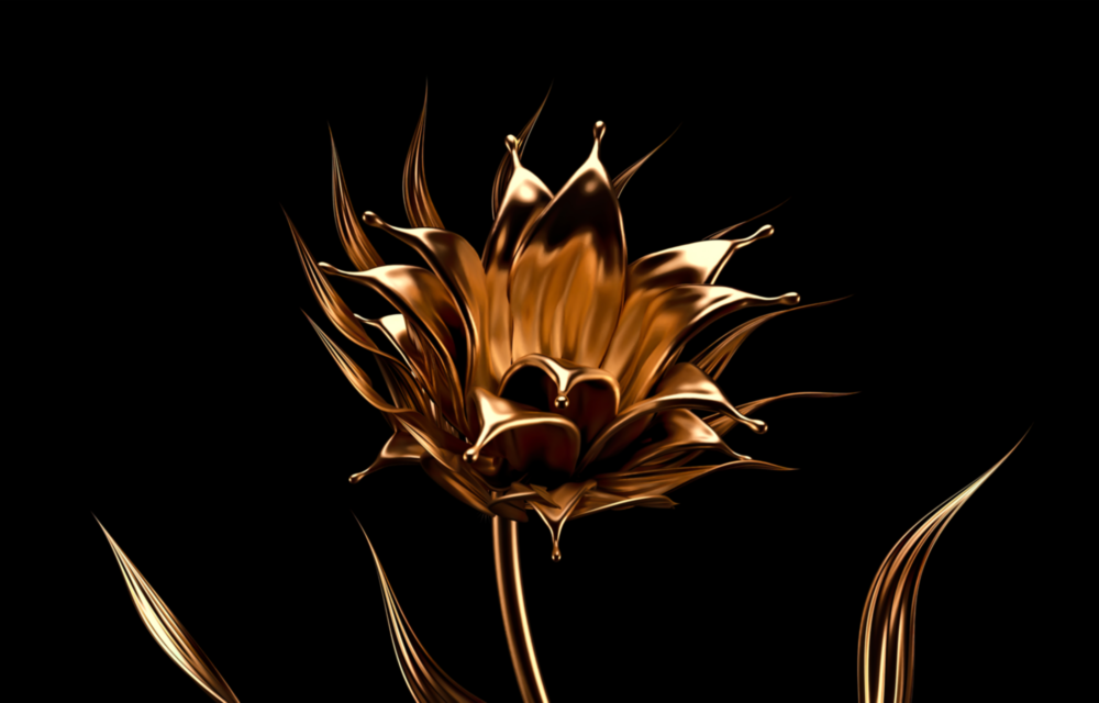 Golden Flower Glass Wall Art