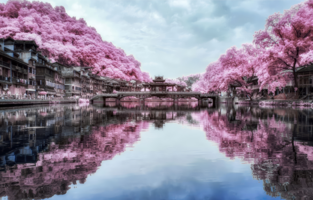 Pink Landscape Glass Wall Art
