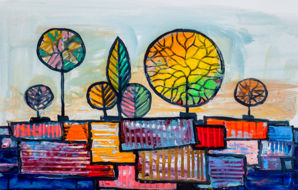 Abstract City Glass Wall Art