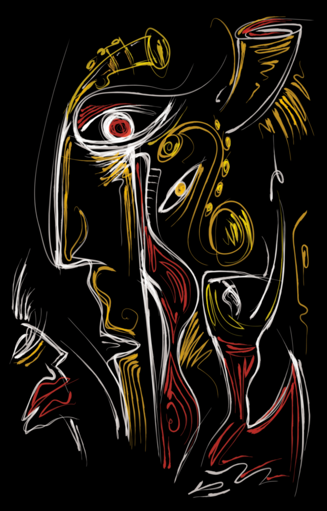 Abstract Faces Glass Wall Art