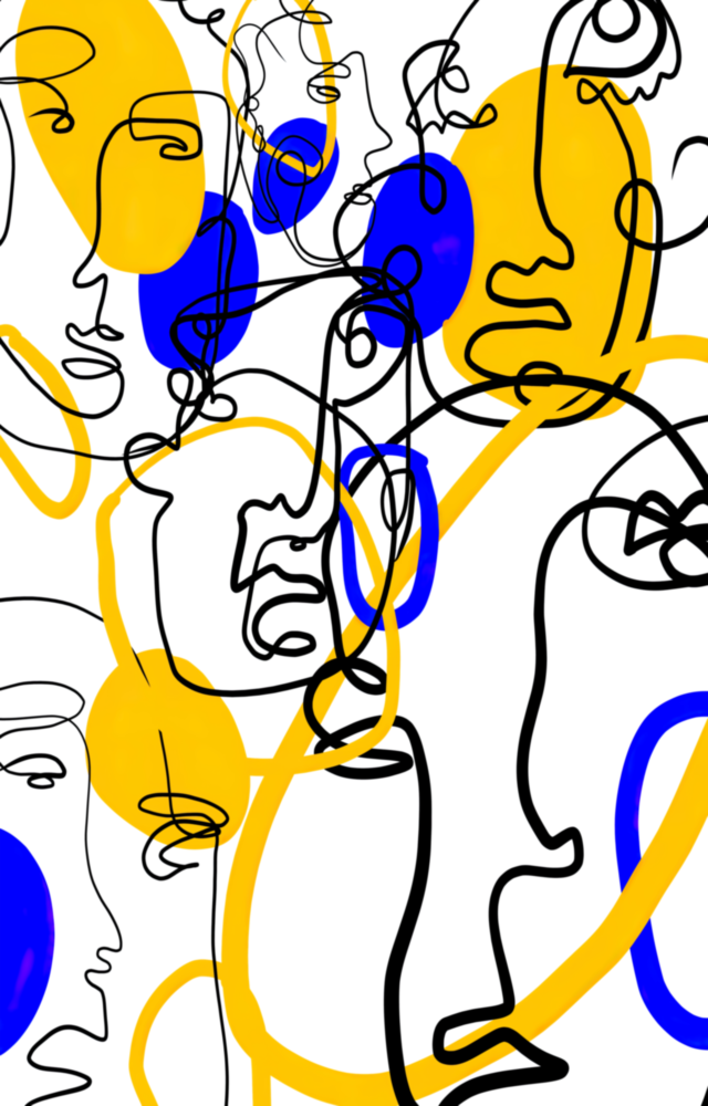 Abstract Faces Glass Wall Art