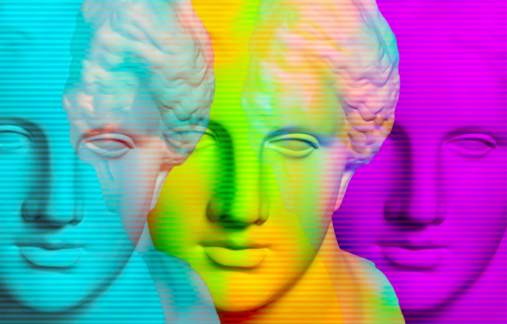 Colorful Statues Glass Wall Art