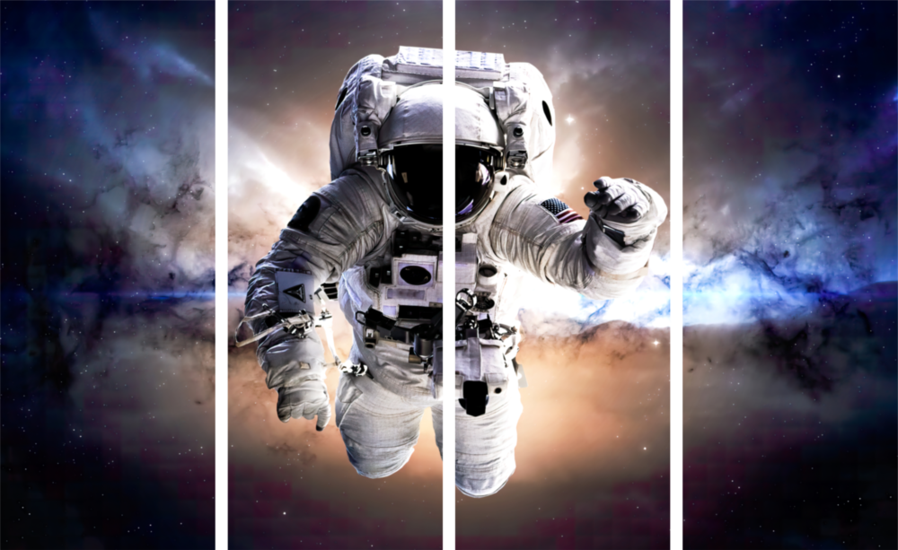 Astronaut  4 Pieces Mega Glass Wall Art (150x92 cm)