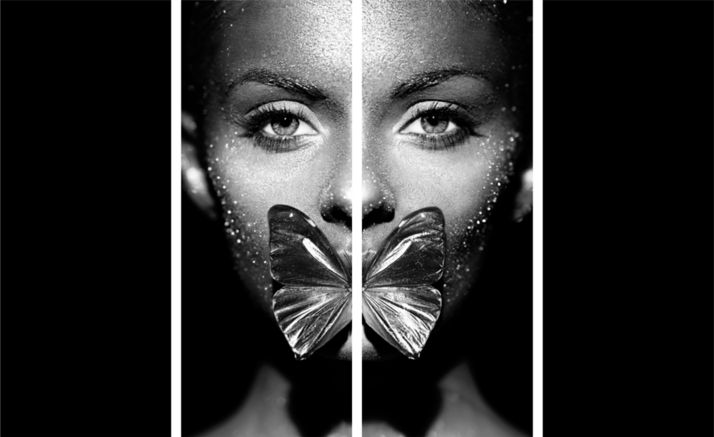 Butterfly Women 4 Pieces Mega Glass Wall Art (150x92 cm)
