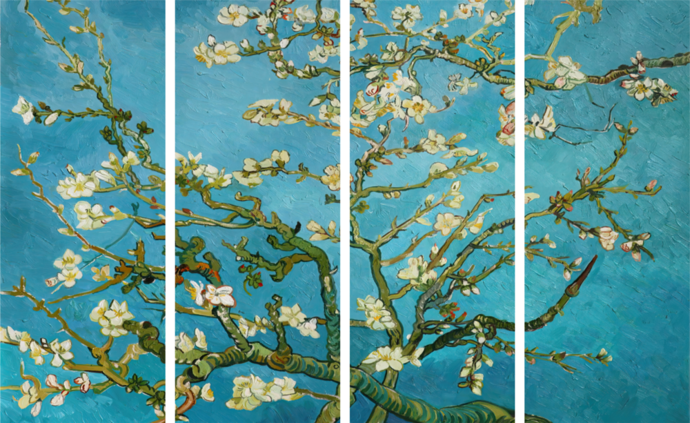 Sakura 4 Pieces Mega Glass Wall Art (150x92 cm)