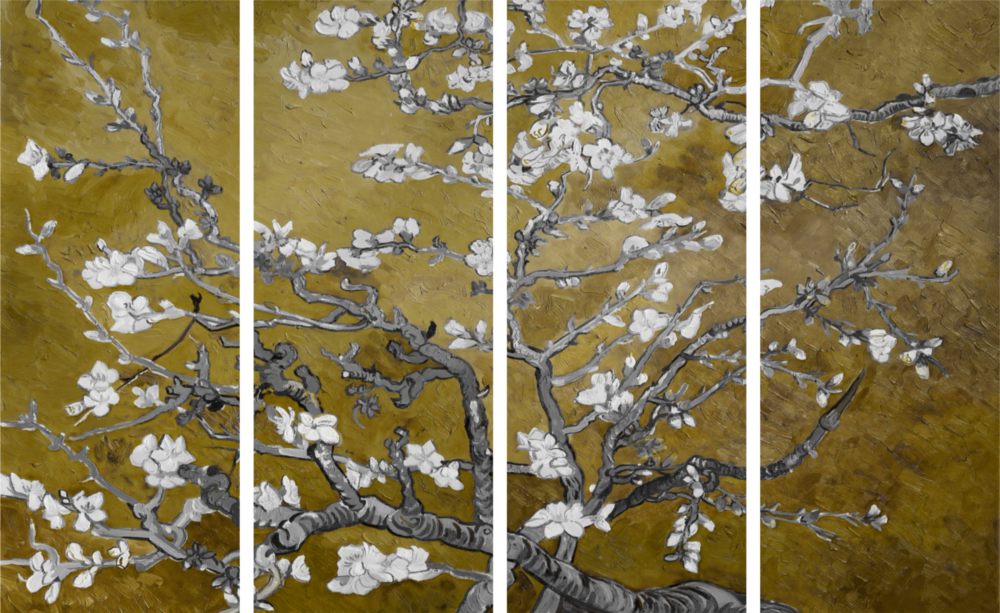 Sakura 4 Pieces Mega Glass Wall Art (150x92 cm)