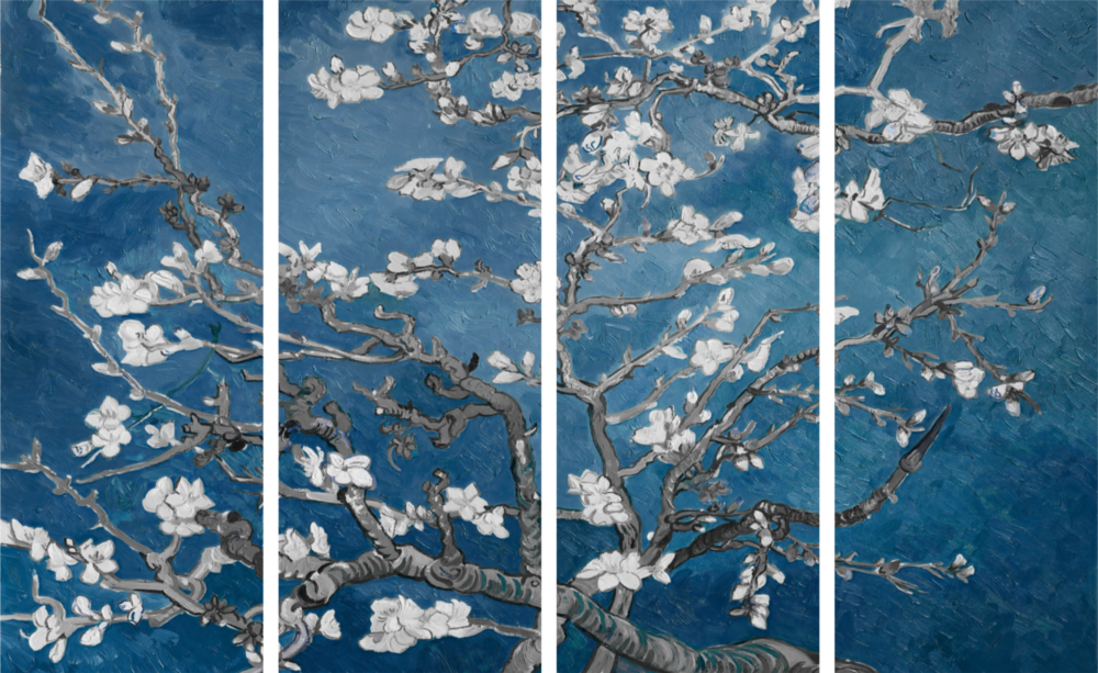 Sakura 4 Pieces Mega Glass Wall Art (150x92 cm)