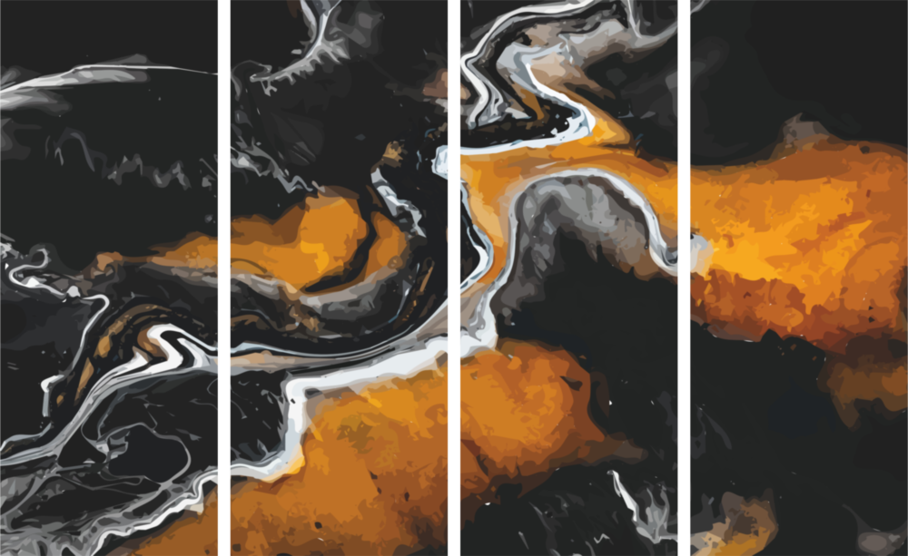 Marble Lava 4 Pieces Mega Glass Wall Art (150x92 cm)