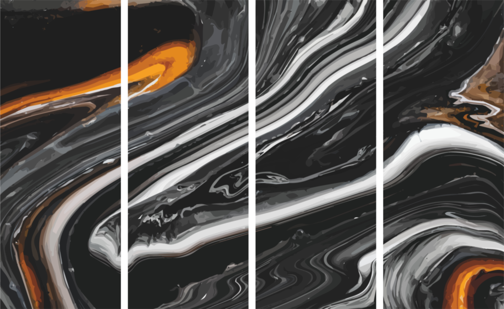 Marble Lava 4 Pieces Mega Glass Wall Art (150x92 cm)