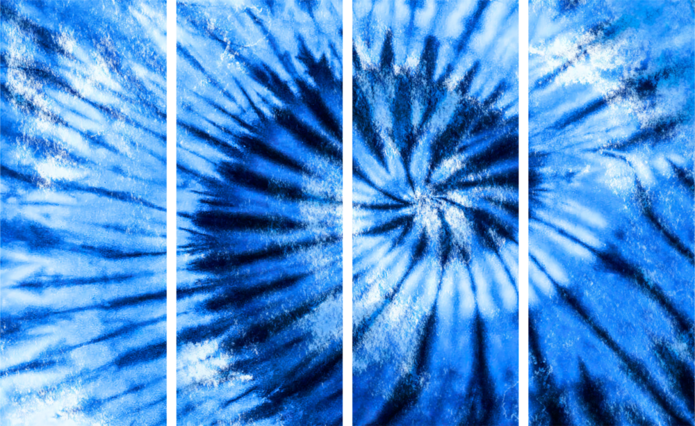 Blue Spiral 4 Pieces Mega Glass Wall Art (150x92 cm)