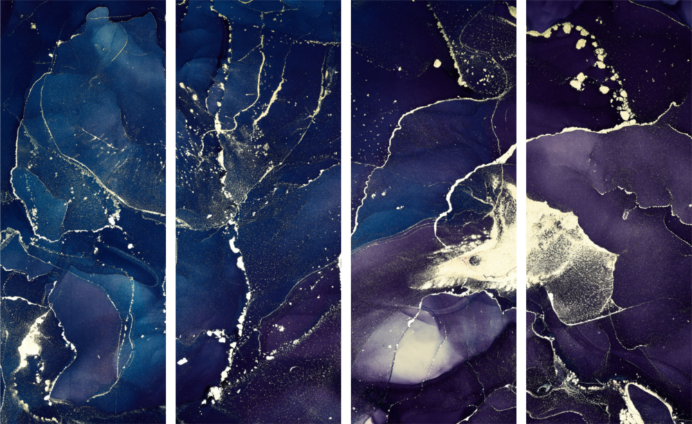 Marble 4 Pieces Mega Glass Wall Art (150x92 cm)