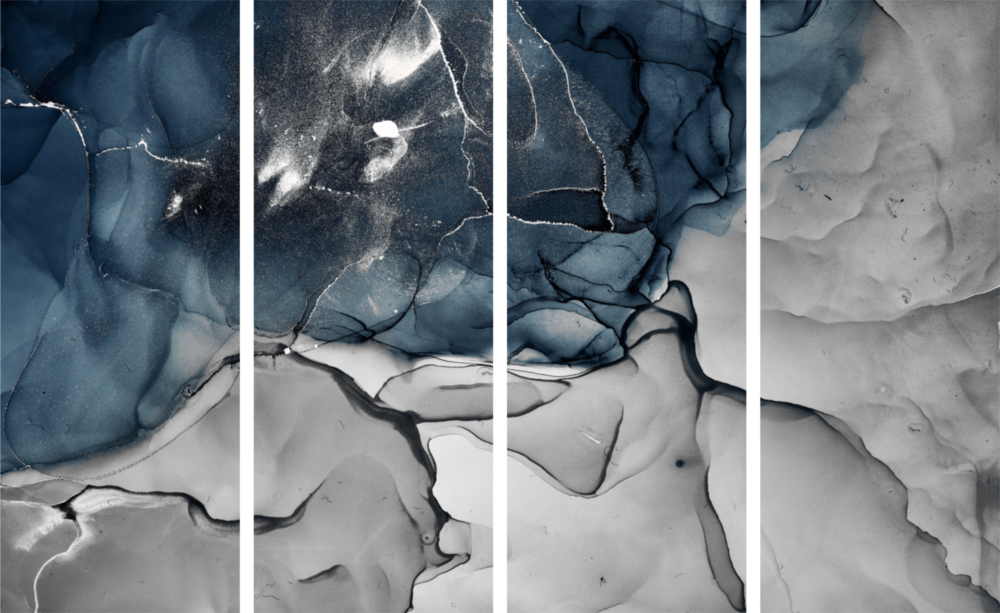 Marble 4 Pieces Mega Glass Wall Art (150x92 cm)