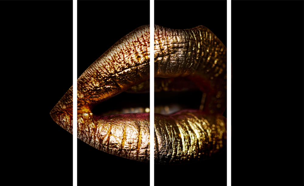Lips 4 Pieces Mega Glass Wall Art (150x92 cm)