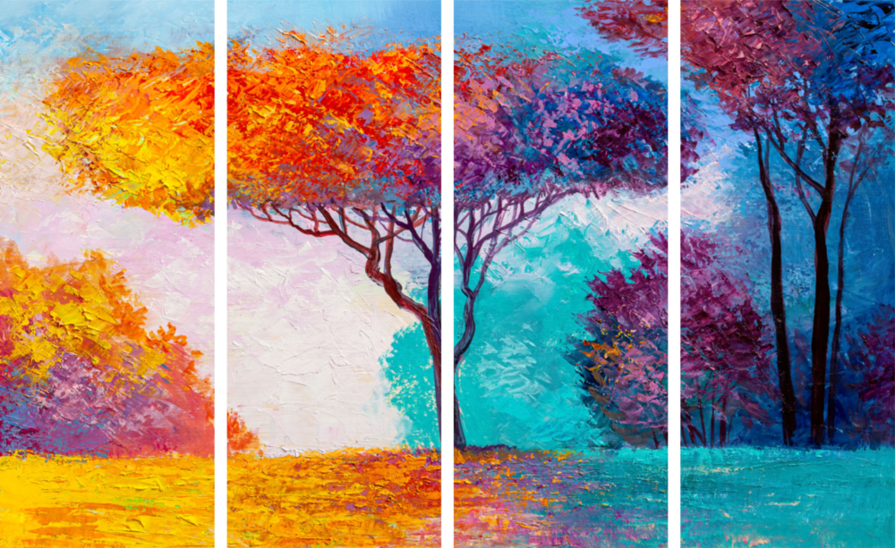 Tree of Life 4 Pieces Mega Glass Wall Art (150x92 cm)