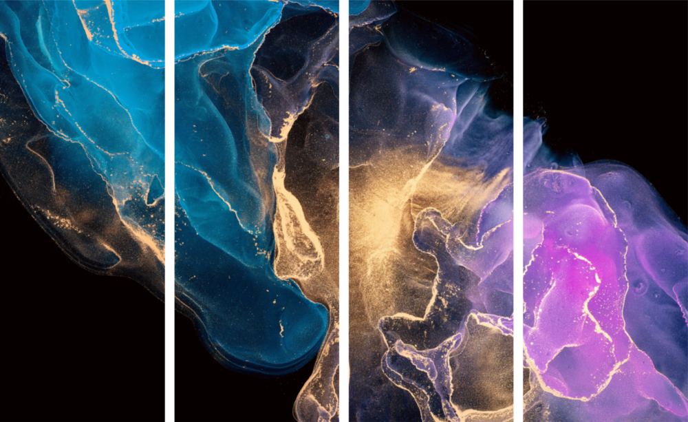 Collision 4 Pieces Mega Glass Wall Art (150x92 cm)