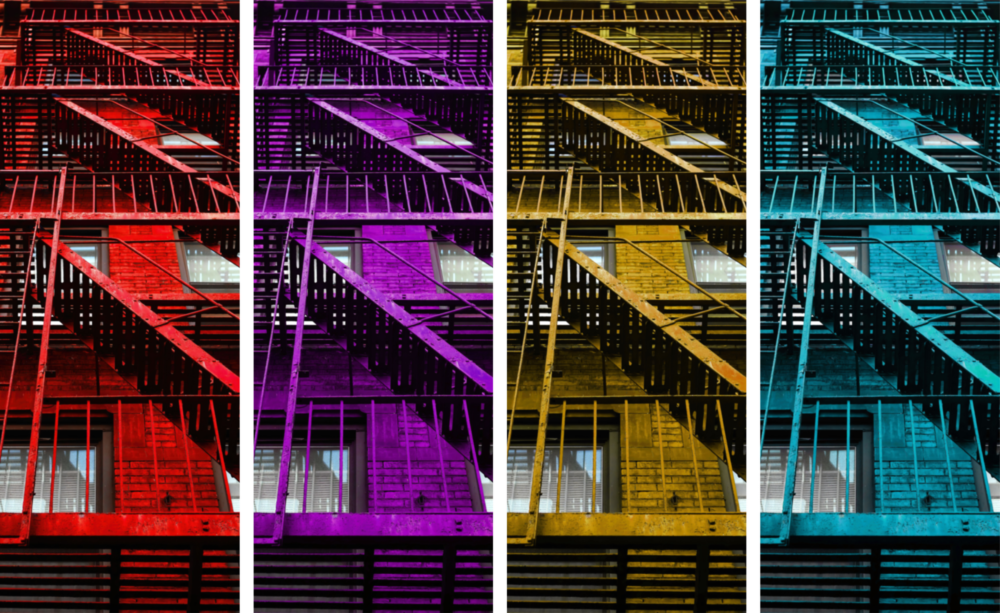 Stairs 4 Pieces Mega Glass Wall Art (150x92 cm)