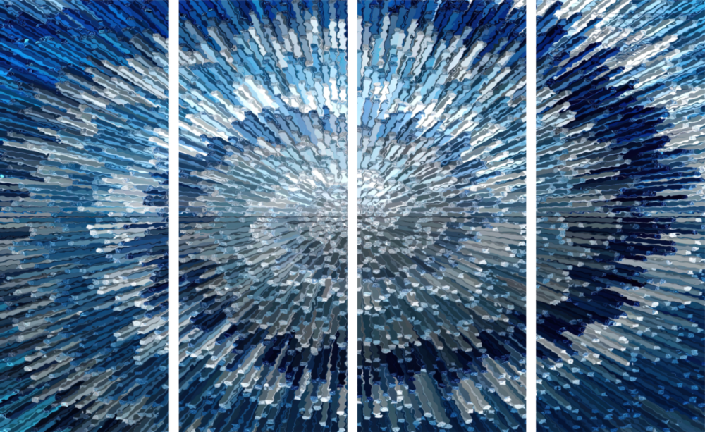Blue Spiral 4 Pieces Mega Glass Wall Art (150x92 cm)