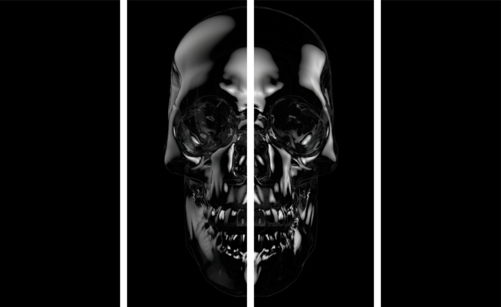 Skull 4 Pieces Mega Glass Wall Art (150x92 cm)