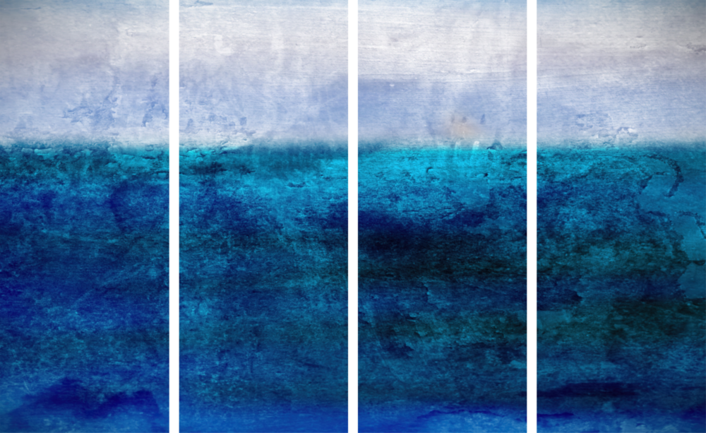Blue Horizon 4 Pieces Mega Glass Wall Art (150x92 cm)