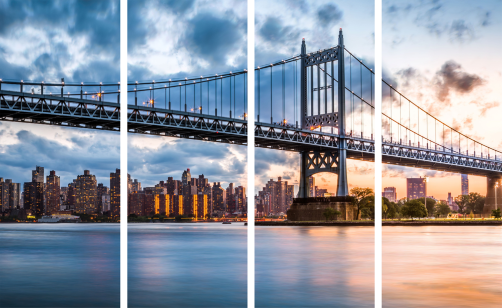 Sunset in Manhattan 4 Pieces Mega Glass Wall Art (150x92 cm)