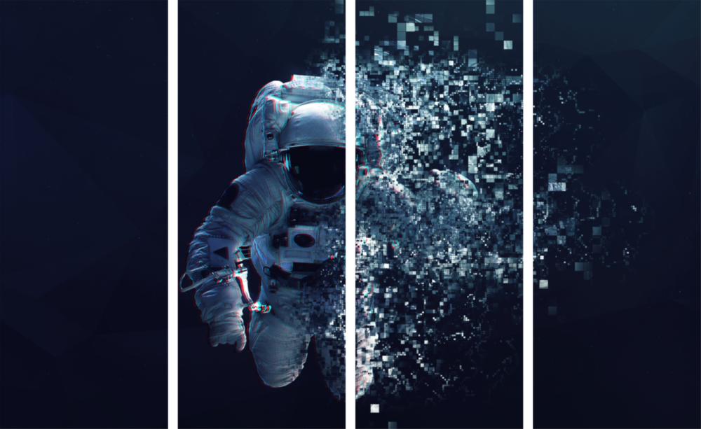 Astronaut  4 Pieces Mega Glass Wall Art (150x92 cm)