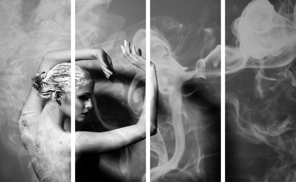 Dancing with Smoke 4 Pieces Mega Glass Wall Art (150x92 cm)