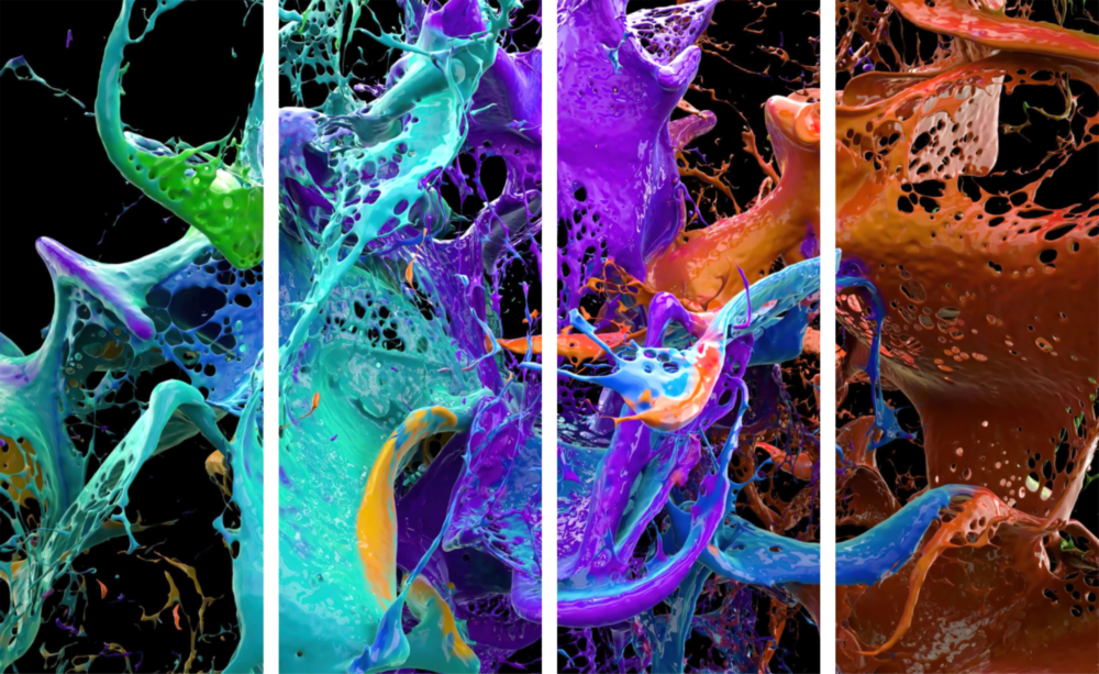 Mixing the Colors 4 Pieces Mega Glass Wall Art (150x92 cm)