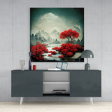 Red Forest Glass Wall Art  || Designer Collection | Insigne Art Design