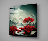 Red Forest Glass Wall Art  || Designer Collection | Insigne Art Design