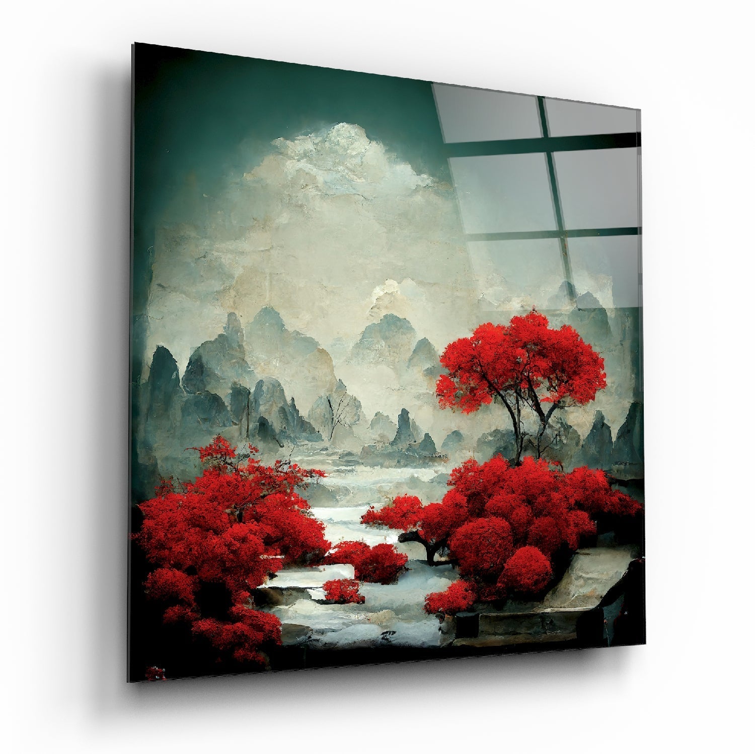 Red Forest Glass Wall Art  || Designer Collection | Insigne Art Design