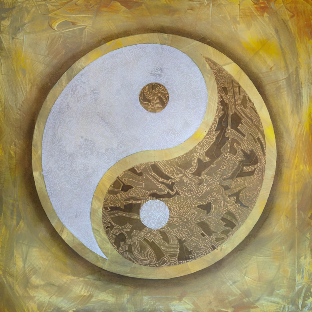 Ying Yang Glass Wall Art  || Designer Collection
