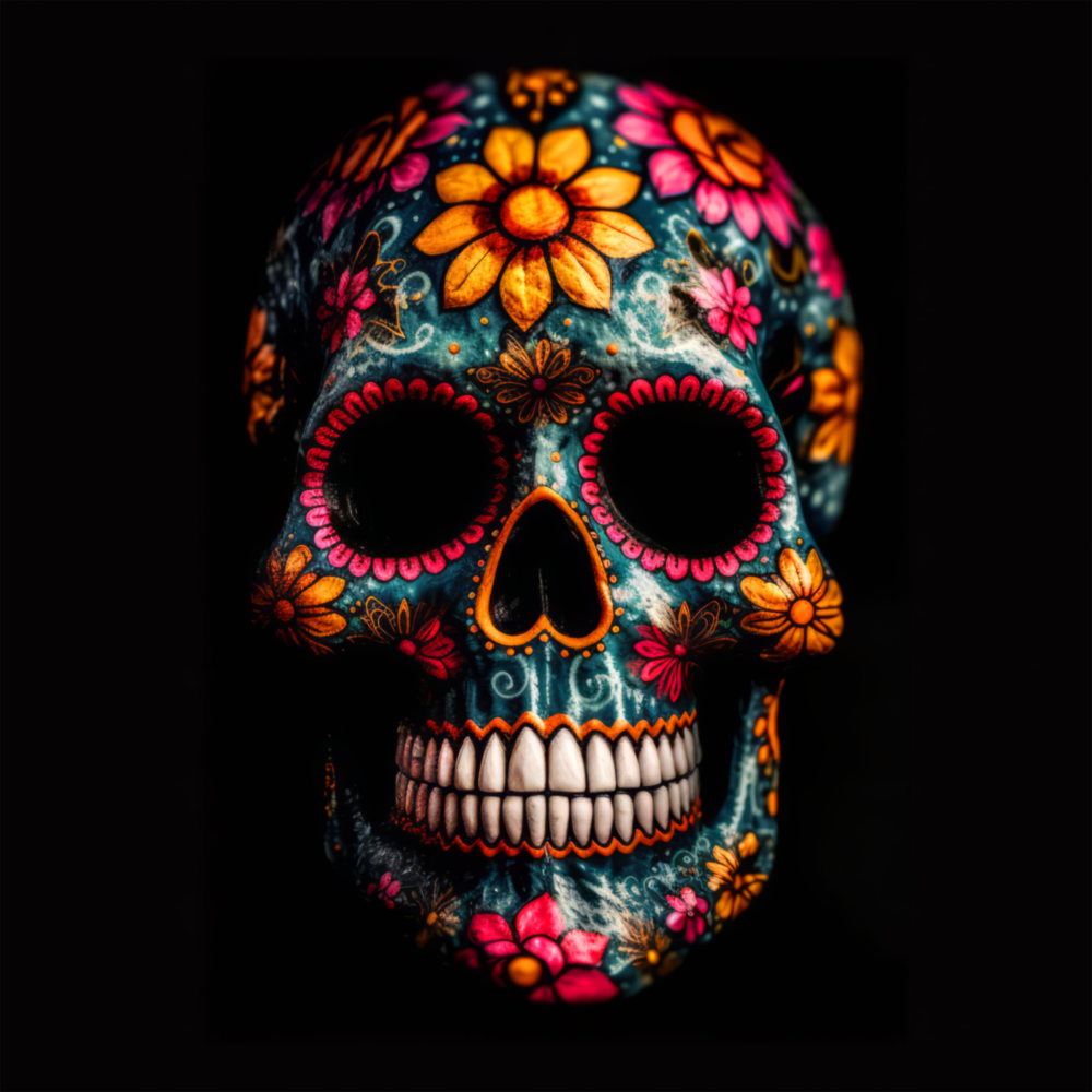 Flowery Skull Glass Wall Art  || Designers Collection